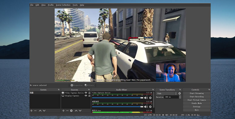 Use OBS to capture Grand Theft Auto with webcam on