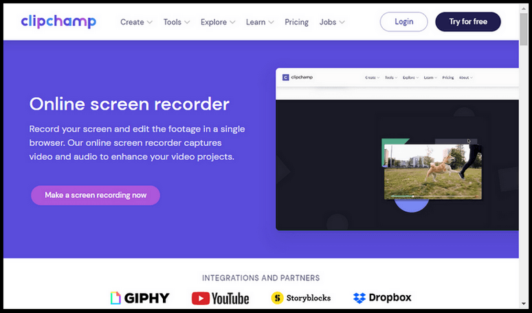 Clipchamp Screen Recorder.