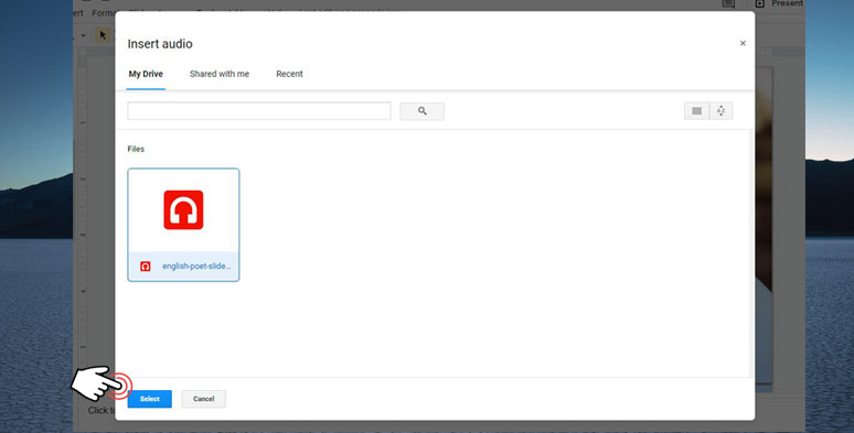 Insert an audio file to Google Slides