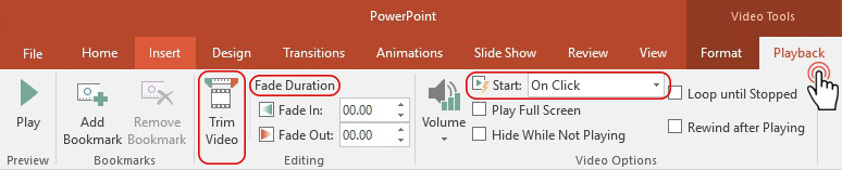 Use the “Playback” tab to customize the voiceover on PowerPoint