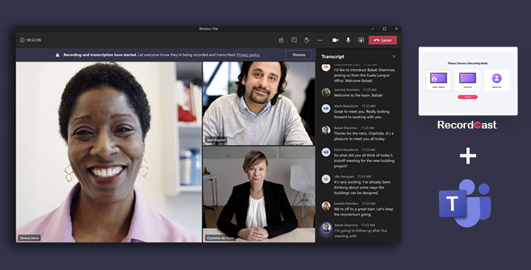 Use RecordCast to record on Microsoft Teams