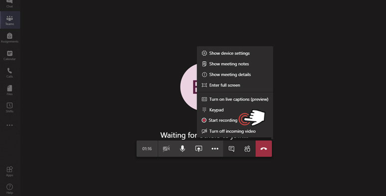 Start recording Microsoft Teams Meetings