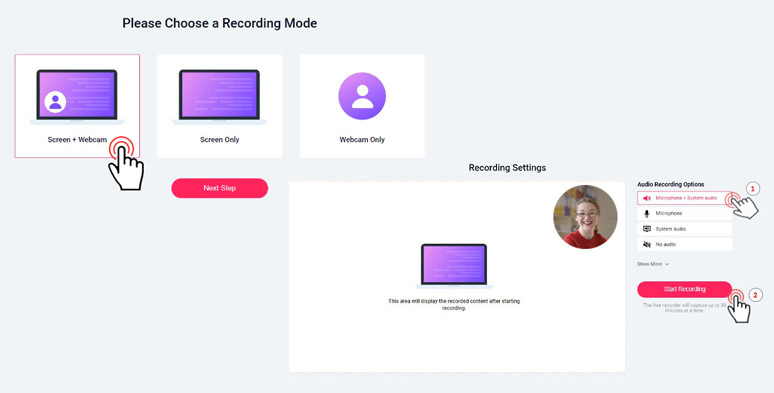 Customize the video and audio recording for the training video