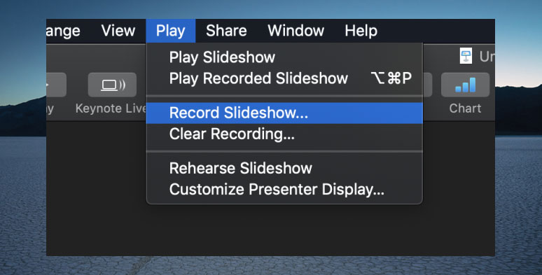 Navigate yourself to record Keynote Slideshow