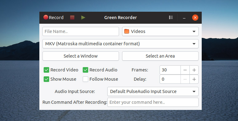 Green Recorder for recording screen on Linux