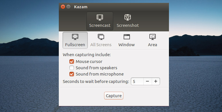 Kazam Linux screen recorder 