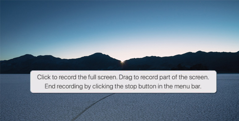 A pop-up window for screen recording 