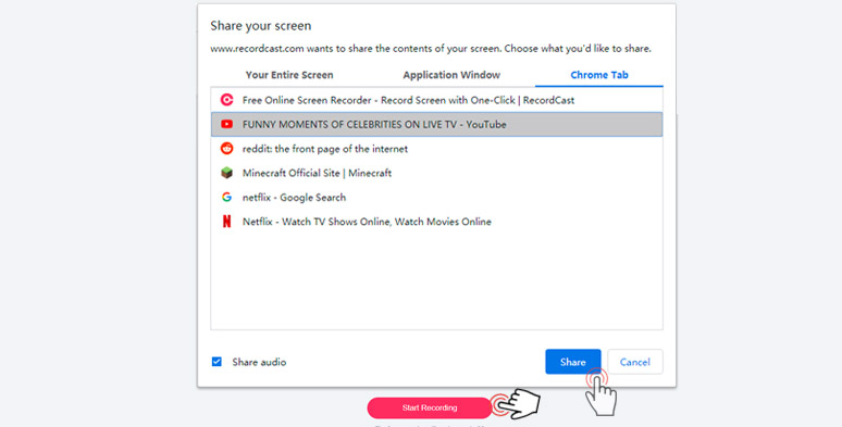  Select a Chrome Tab to record a gif