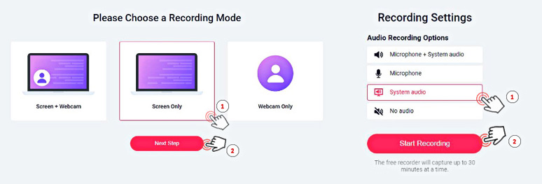 Customize the recording mode first