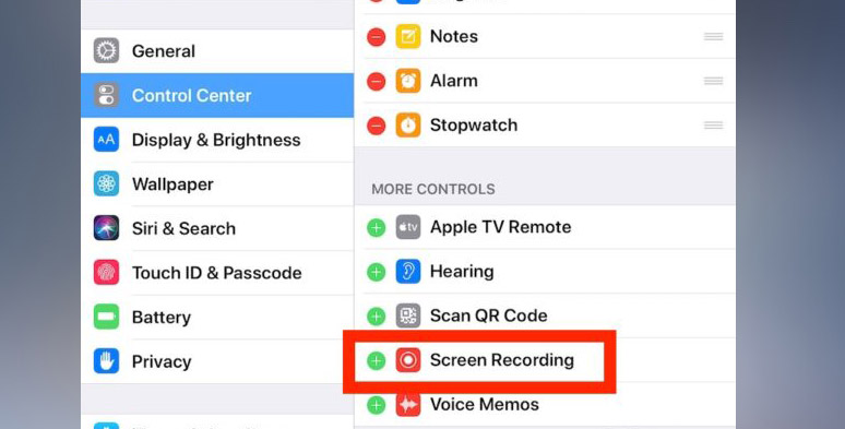 Add the screen recording feature in iPhone