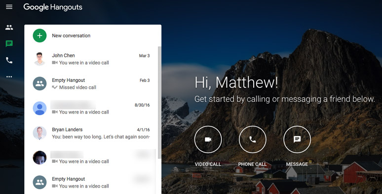 Find a contact in Google Hangouts for a video call