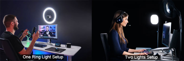 Two different lightings for recording an interview