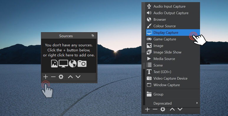 Select “Display Capture” to record your screen