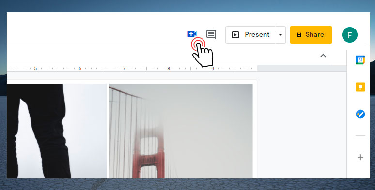 Click to add your webcam with audio to Google Slides