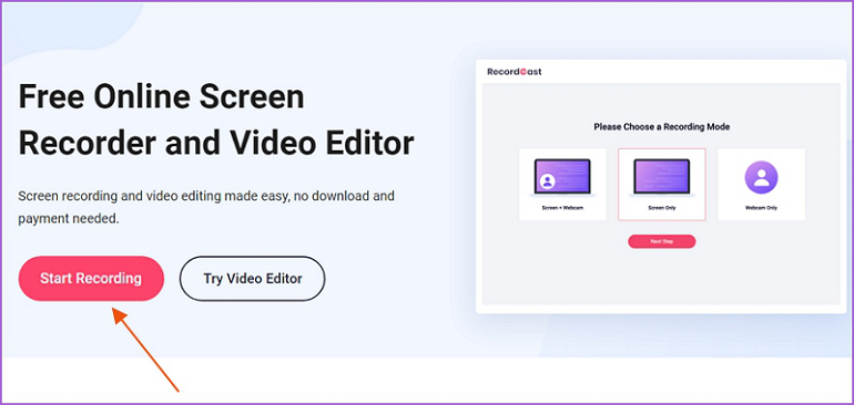 How to Record Screen on Mac with RecordCast - Step 1