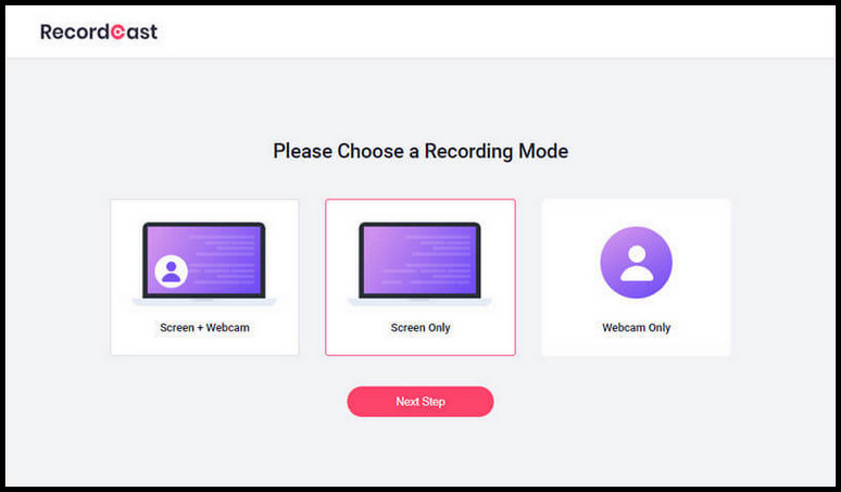 Select screen recording mode.