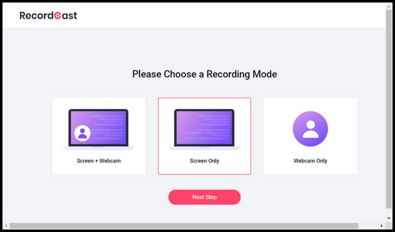 Select screen recording mode.