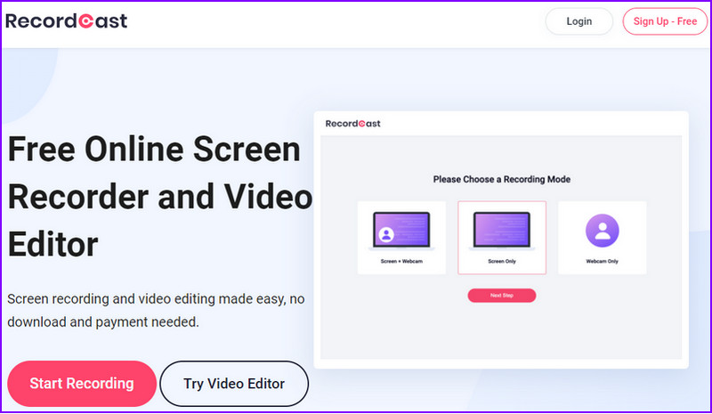 Online Screen Recorder with Audio - RecordCast