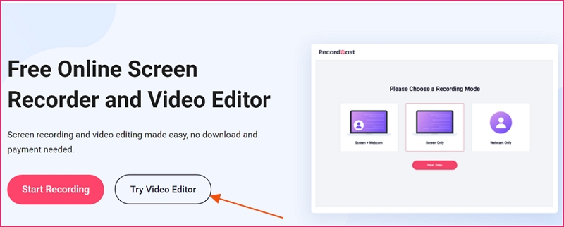 How to Edit Recorded Video Online - Step 1
