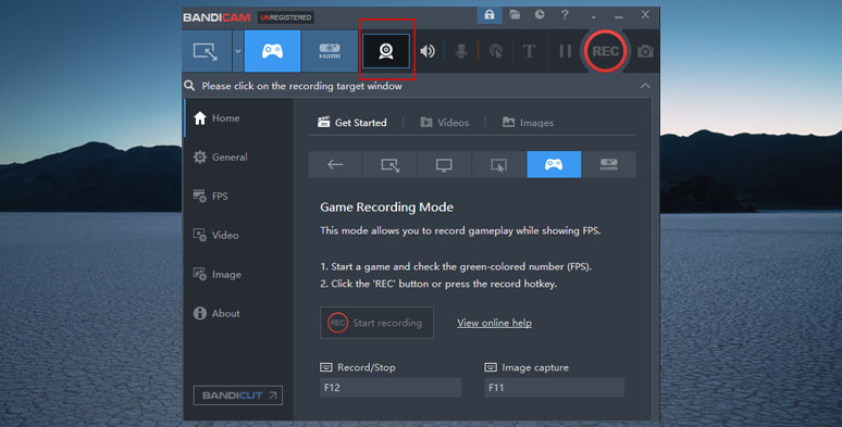 Use feature-packed BandiCam to record webcam