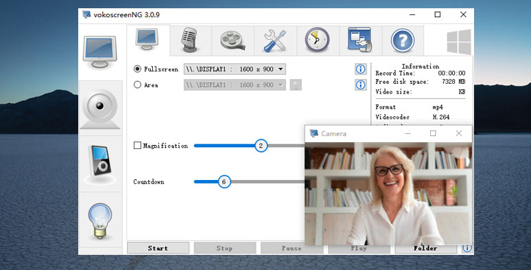 Use VokoScreenNG to record webcam and screen for tutorial videos